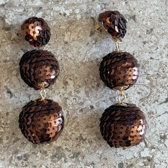 Bronze Sequin Drop Earrings - Picture 1 of 2